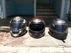 Three HJC Fullface helmets. The one on the left is size medium and i'm only asking $50 U.S. it cost me $170 new. The one in the middle is a size large and needs a new inner-lining and new outer visor, although the one on it now is intact, a new one can easily be ordered and i'm willing to order it for someone if he/she desires it--this helmet also has an inner sun visor that comes down in front of the clear visor at the press of a button; it's used when the sun is shining in your face. it's a $350 helmet but i'm only asking $50. The other helmet on the far right is size X-large and is in very good condition...it's a $300 helmet, but i'm only asking $50 U.S for it. All three helmets are sitting around my condo taking up precious space and oxygen.
Frank: 809-977-2936