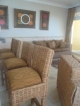 Four really comfortable bar stools in great shape ,newly covered ,and if leg size were trimmed abit would make great dining chairs for your table 75us ea or 4 for total 250. 00 us. Corizone@hotmail. Com