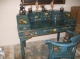 Custom made desk/chair decoration piece teal blue colour made for owner all hand painted to appreciate TO SEE it is to buy it 
make a reasonable offer was 4500 usa dlrs new is a collectors piece
INLCUDES THE TEAL BLUE RUG BELOW  