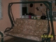 Bargain reduced for quick sale swinging garden seat for 4 people, made of galvanised metal in green with 3 floral cushions. 75 (190cm) width, 67 (170cm) height, 45 (115cm) depth has no canopy hence $7850 obo 829 260 1676