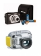 Sony Cyber-shot DSC-W12 Digital Camera 5MP, 3xOptical, Compact aluminum body, Carl Zeiss Vario Tessar lens, Large 2.5 LCD screen, Manual exposure mode, Compatible with all Memory Stick formats, USB direct print with PictBridge + SONY MARINE PACK, Water resistant to a maximum depth of 132 feet (40m ), Doubles as a protective case while in rain, sleet or snow + Leather case + 8 x NiMH Batteries AA + Battery Charger + A/V and USB Cables + 512MB Memory Stick 829-701-83-76